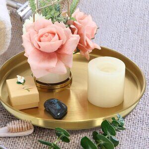 New Thenshop Gold Stainless Steel Round Metal Trays 3 Pack 12" x 1"